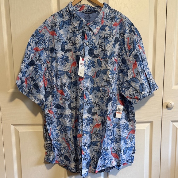 Izod Other - Izod Saltwaterof Blue and Coral Tropical Short-Sleeve Button-Down Shirt, size 3x